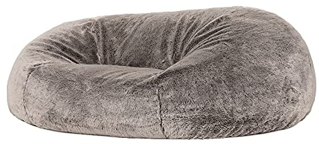 Icon Cloud XXL Sitzsack Sofa für Erwachsene, Grau, Flauschiger Samtstoff, 2 Sitzer, Bequemer Bean Bag Sofa mit Füllung, Relaxsessel, Lounge, Wohnzimmer Möbel