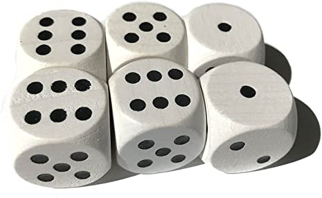 Spieltz 6 Augen-Würfel aus Holz, extra groß (20 mm), für XL-Spiele und für Senioren, kleine Kinder oder Menschen mit motorischen Einschränkungen. Made in Germany (Packungsgröße 6 Würfel)