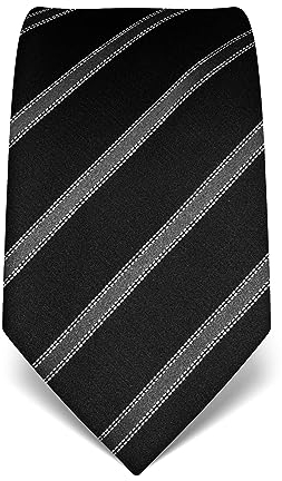 Vincenzo Boretti Herren Krawatte reine Seide gestreift edel Männer-Design zum Hemd mit Anzug für Business Hochzeit 8 cm schmal/breit schwarz