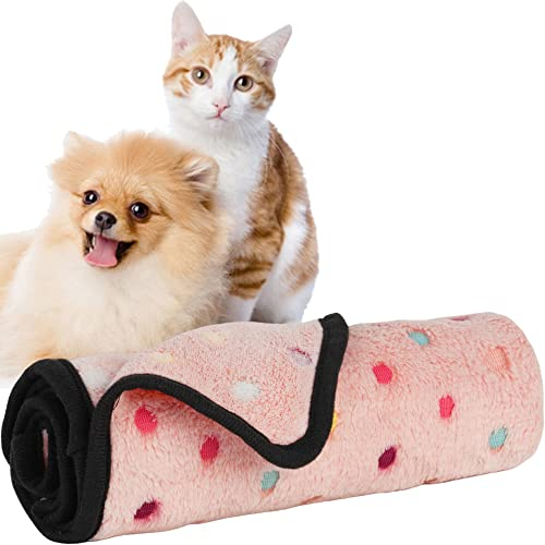 Tofern Hundedecke Weiche Warme Matte Haustier Fleecedecke Premium Waschbare Haustierdecke für Hunde Katzen Welpen, Farbige Punkte, 100x140cm
