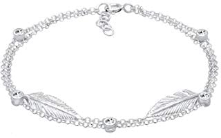 Elli Armband Damen Feder Anhänger Layer mit Kristalle in 925 Sterling Silber