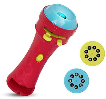 B. Toys – Projector Flashlight – 2 Image Reels – Planet & Alien Projections – Space Toys for Kids – 4 Years + – Light Me to The Moon - Red