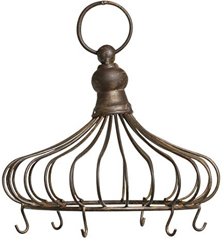 ETC kleine dekorative Kräuterkrone mit 6 Haken im Landhausstil Dunkelbraun dm= 19,5 cm