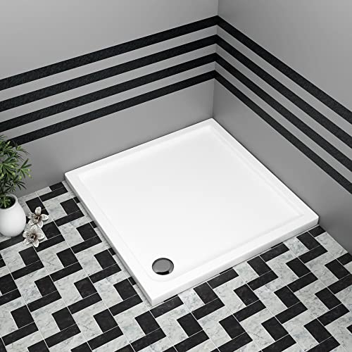 900 x 900mm Sqaure Shower Tray Pearlstone for Shower Enclosure Cubicle + Waste Trap