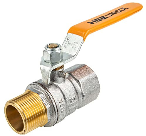 HSE UNISOL Solarkugelhahn Typ 1614, Innen- x Außengewinde Rp 3/4 Zoll (DN 20), Stahlhebel lang, MS-verchromt