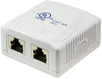 Faconet CAT 6A Anschlussdose Aufputzbox 2X RJ45 STP Netzwerkdose Aufputz geschirmt 10 Gigabit 500Mhz Universal AWG 22-26 cat7