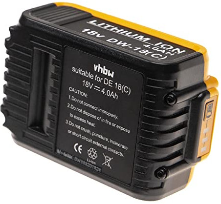 vhbw Akku kompatibel mit Dewalt DCD990NT, DCD991NT, DCD990P2, DCD991, DCD990M2, DCD995, DCD991P2 Elektrowerkzeug (4000 mAh, Li-Ion, 18 V)