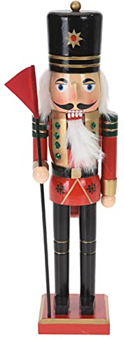ZauberDeko Nussknacker Holz Rot Grün Schwarz Gold 38cm Weihnachtsdeko Weihnachten Deko Figur, Modell:Modell2