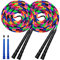 Kingcolor Double Dutch 4,8 m langes Springseil, Kunststoff Segmentierte Perlen DIY Seil, geeignet für Kinder und Erwachsene, lang genug für 5-6 Jumper (schwarz)