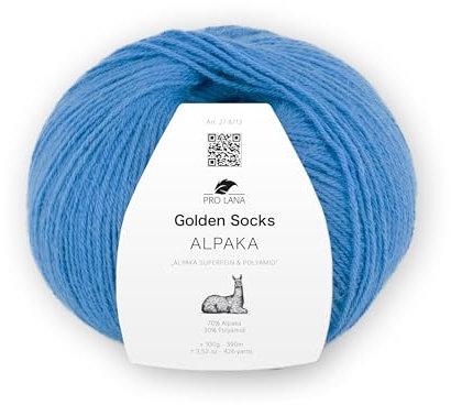 Pro Lana Golden Socks Alpaka, 100 g/390 m, 70% Alpaka, 30% Polyamid, 4-fädig, superweiche Sockenwolle (51 blau)