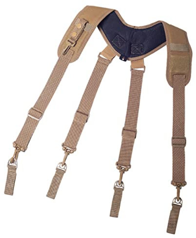Ceinture à outils Jarretelles élastiques réglables pour travaux lourds Sangles de type X Ceintures à outils robustes Bretelles de travail rembourrées Flexible réglable (Kaki)