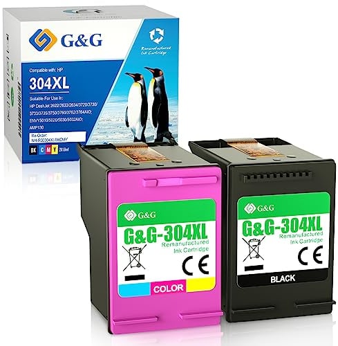 G&G 304 XL Ersatz für HP 304 Druckerpatronen für HP Envy 5030 5032 DeskJet 3750 2630 2633 2634 3730 3733 3760 3762 (Schwarz, Farbe)