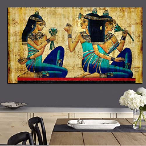 dsdsgog Klassische Papyrus Art Tapete Afrikanische Frau Malerei Druck auf Leinwand Pop Art Wandbild für Wohnzimmer Sofa Poster 80x160cm Rahmenlos