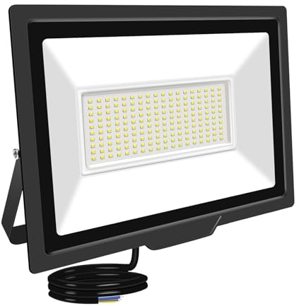 RIGIDON 1x 150W Projecteur d'extérieur Led, 15000 LM Luminaire Exterieur, IP66 étanche Éclairage de Sécurité Lampe Pour Patio Garage Terrasse Jardin Chantier, 6000K Blanc Froid