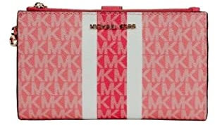 Michael Kors Jet Set Travel Double Zip Wristlet - Signature PVC (GRAPFRUT MLT)