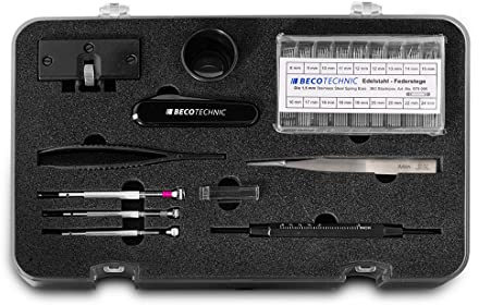 BUZZUFY Magnum Uhrmacher-Service-Set mit 10 Werkzeugen Uhrenreparaturset Werkzeug, Schraubendreher, Pinzette, Lupe, Gehäuseöffner und Federstege