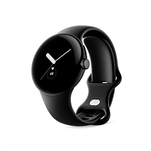 Google Pixel Watch - Montre intelligente Android avec suivi d'activité Fitbit - Suivi de la fréquence cardiaque - Boîtier en acier inoxydable noir mat avec bracelet actif en obsidienne - WiFi