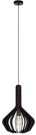 EGLO Pendelleuchte Esstisch Velasco Hängelampe | für Wohnzimmer und Esszimmer, Esszimmerlampe aus Holz und Metall in schwarz, Lampe hängend mit E27 Fassung