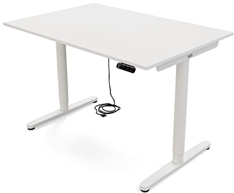 Yaasa Desk Essential Schreibtisch Höhenverstellbar Elektrisch mit Display, Memory-Funktion, Tastensperre und USB-Port, Stehschreibtisch mit Kollisionssensor, 160 x 80 cm, Weiß