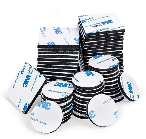 Vicloon Klebepads Doppelseitig, 55 Stück Doppelseitiges Schaumstoff Pads, Quadratisch und Rund, Selbstklebend Doppelt, Kein Stanzen Erforderlich, Dicke 3 mm, für Wände Boden Kunststoffe Gläser Metall