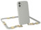EAZY CASE - Handykette Silikon mit Clips 2 in 1 kompatibel mit iPhone 12 Mini Handyhülle mit Umhängeband, Handykordel mit Silikon, Hülle mit Band, Kette für Smartphone, Taupe - Clips Matt Gold