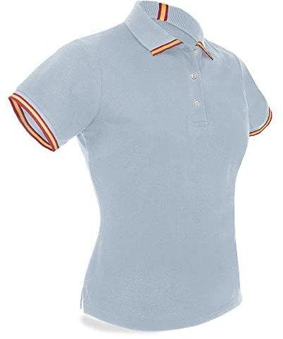 GARGOLA.ES OPERADORES DIGITALES Polo de señora Azul Cielo con Bandera DE ESPAÑA EN EL Cuello. Polo Nacional (L, Azul Cielo)