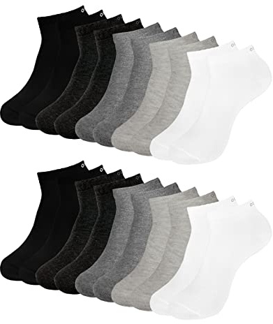 ONE STRANGE ROCK Herren Damen Sneaker Socken 5, 10, 15, 20, 30 Paar, Farbe:Schwarz/Grau/Weiß - 10er Pack, Größe:43-46