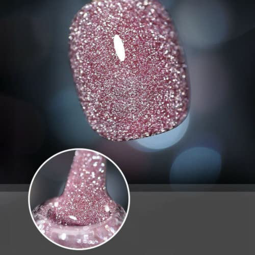 2023 New Laser Diamond Cat Eye Nail Polish,Reflective Nail Gel Polish Crushed Diamond Flash Sparkling Effect Shiny Flash (#03)