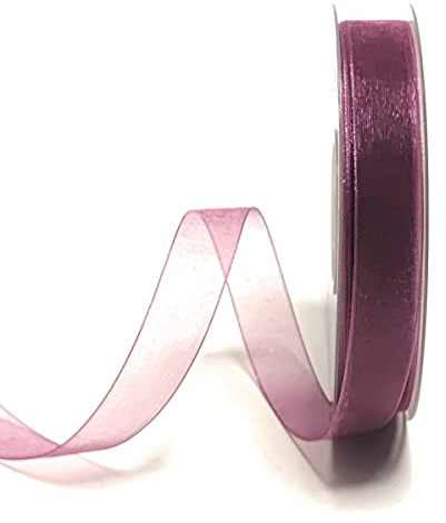 s.dekoda Schleifenband 50m x 15mm aubergine Organza Chiffon Geschenkband Organzaband [1350-159]