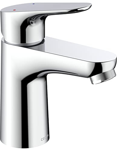 CECIPA Wasserhahn Bad, Waschtischarmatur mit Auslauf Höhe 85mm, Waschbecken Armaturen mit 60cm Kalt/Warmwasser Anschluss, Einhebel Mischbatterie Armatur Waschbecken, Badarmatur Wassersparend, Chrom