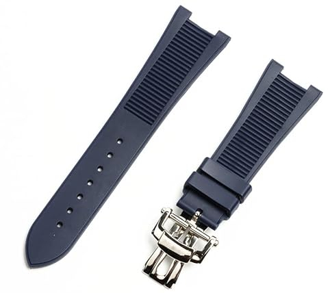 KAPPDE 25 mm Gummi-Silikon-Uhrenarmband, Faltschnalle, Uhrenarmbänder für PATEK PHILIPPE Armband Nautilus Serie, 25 mm, Achat