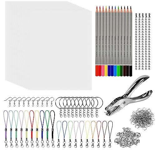 SUPRBIRD Plastico Magico Shrink Plastic 188 Piezas Kit Hojas de Plástico Termocontraíble Kit Para Hacer Llaveros Kit Manualidades Adultos para Niños Manualidades Creativas DIY