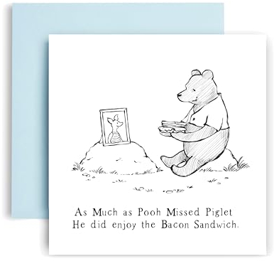 Huxters Geburtstagskarten für Männer - Lustige Pooh und Ferkel Speck Sandwich Geburtstagskarte für Papa Bruder, Sohn, sie, Onkel männlicher Freund - Geschenke für Frauen - Schöne illustrative