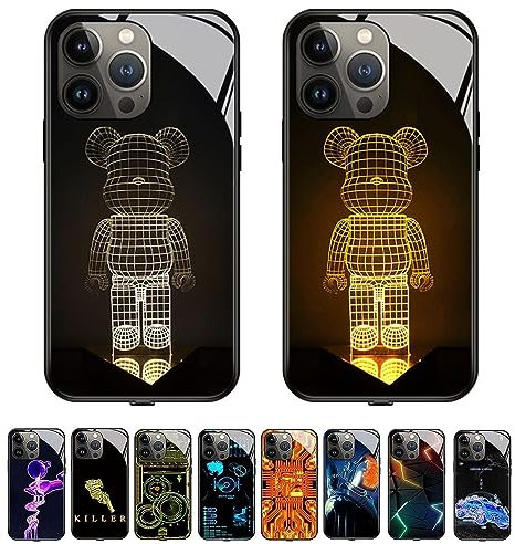 Tencipeda Intelligent Sound Control Light-Up Phone Case for iPhone 12, LED Light Up Case (For iPhone 12, A)