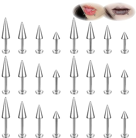 ZS 20G Spike Nasenringe Ohrstecker, 18G Edelstahl Spike Ohrstecker, 16G Septum Lippenringe Knorpel Tragus Helix Piercing Für Damen Herren (24 Stück 16g Splitter Lippenring)