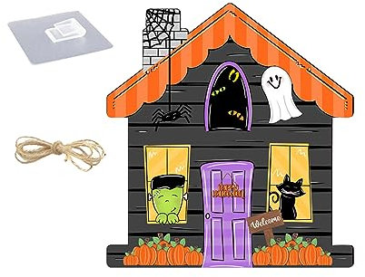 Halloween Holzhaus Kürbis Auflistung Ferienhaus Niedlicher Dekor Anhänger Heizstrahler Outdoor Decke (J, A)