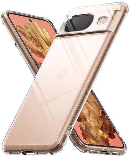 Ringke Fusion für Google Pixel 8 Hülle, [Dauerhafte Transparenz] Kratzfest Hart Minimale Vergilbung Transparente Rückseite Weicher Bumper Handyhülle - Clear