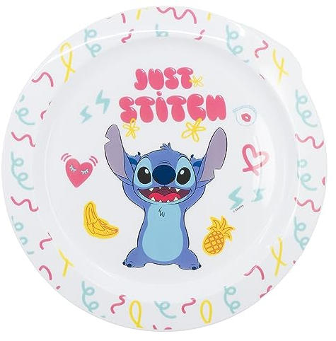 Assiette à dîner originale Disney Stitch en plastique alimentaire résistant au micro-ondes, réutilisable et facile à nettoyer pour enfants