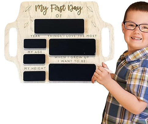 Schild „Erster Tag des Kindergartens“, Wiederverwendbares Holzschild für den ersten Schultag, 22,9 x 30,5 cm, Schild „Zurück zur Schule“ für Kindergarten oder Schule, Kindergarten-Schulbedarf Goowafur