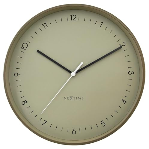 Wanduhr 40cm - Leise - Khaki - Metall - NeXtime 'Berlin L'