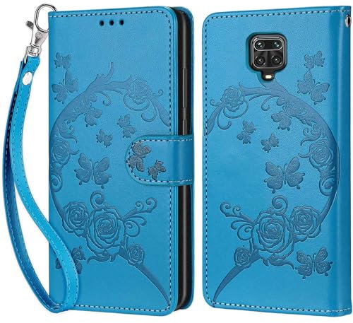 KENHONER Custodia per Xiaomi Redmi Note 9 Pro/Note 9 Pro Max, Redmi Note 9S, in pelle di alta qualità, con chiusura magnetica, funzione di supporto, scomparti per carte di credito, colore blu