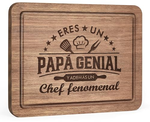 Regalo Padre, Regalos Cumpleaños Padre, Tabla de Cortar Cocina de Madera para Papá, Regalos Papá Cumpleaños, Dia del Padre Navidad Regalo para Papá, 28 x 21 x 1.2 cm