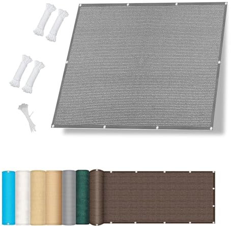 Sonnensegel Quadratisch 1.4 x 5.5 m Sonnenschutz Sonnenschirm Segel mit Ösen HDPE Atmungsaktiv Wasserdurchlässig UV Schutz Ohne Bohren für Balkon Garten, Grau