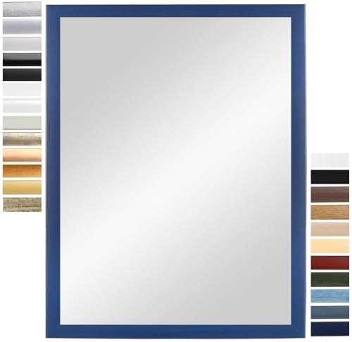 PrimeLuxe Wandspiegel 50 x 70 cm (Außenmaß) in Dunkel-Blau | Farbe und Größe wählbar | Ganzkörperspiegel | Bad & Flur Spiegel | mit Holz Rahmen | Made IN Germany