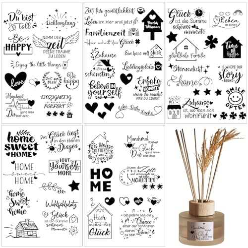 Rub On Sticker Transfers Sprüche 5 Stück Rub On Folie Zum Bedrucken Rub-On Sticker Rub Ons für Keraflott Möbel Raysin Holz Glas DIY Deko Rubons Aufkleber Rubbelsticker Home