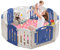 FIVMEN Laufstall Baby Laufgitter Faltbar 158x152x63cm Baby Playpen aus Kunststoff mit Tur und Spielzeugen Panel Große Sicherheitsspielplatz Schutzgitter für Kinder, 14 Paneele