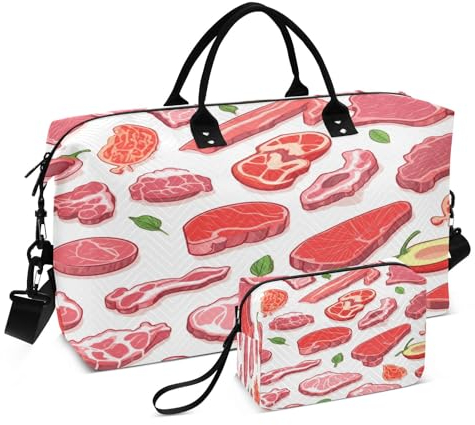 -413 – Meat Travel Duffle Bag Gym Yoga Carry on Bags for Men Women Weekender Bag, -413 - Fleisch, Einheitsgröße, Reisetasche