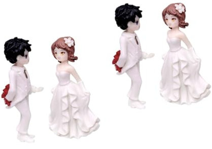Cabilock 2sets Cute Couple Figurines Wedding Cake Toppers for Anniversary Congratulations Gifts