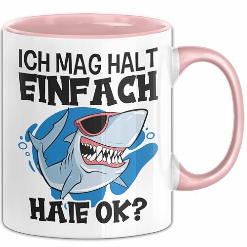 Hai Tasse Geschenk Haifisch Liebhaber Ich Mag Halt Einfach Haie Ok Becher (Rosa)