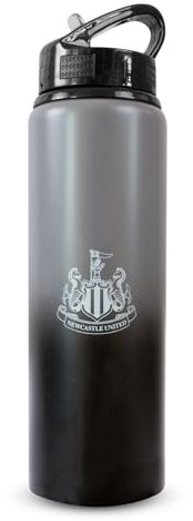 Hy-Pro Officially Licensed Newcastle United F.C. Aluminium Bottle - 750ml, Fade Design, Matt, Intergrated Folding Straw, Leakproof, Lightweight